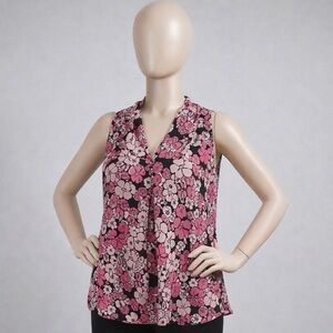 Nine West Floral Sleeveless Blouse w/ Tie Neck – XL – New No Tag